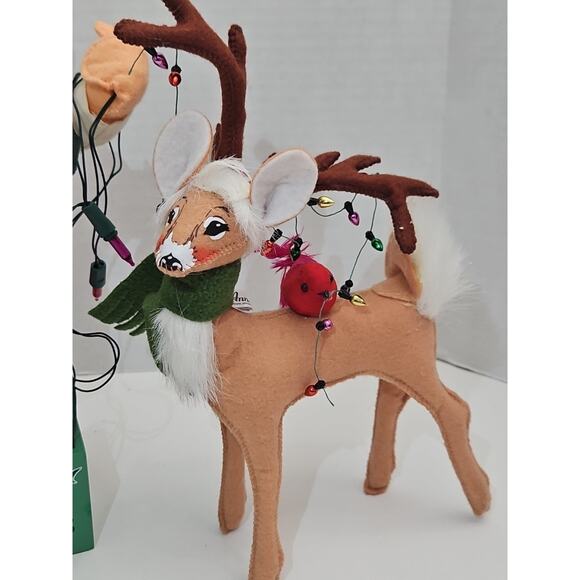 Annalee Christmas Santa w/ String of Lights & Reindeer w/ Cardinal Scarf - Picture 4 of 11